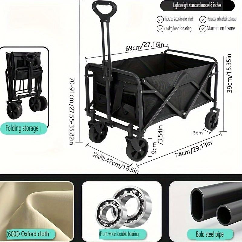 Heavy-duty Folding Multi-functional Camping Trolley - Multi-functional Camping And Beach Trolley - Durable Folding Design, Suitable For Outdoor Adventures, Garden Picnics