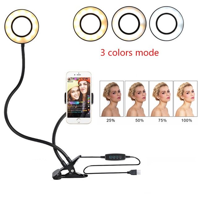 LED Selfie Ring Light for Live Adjustable Makeup Light - 8cm Stand