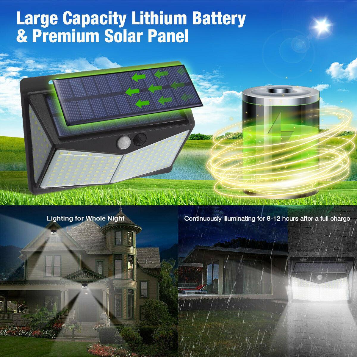 208 LED Solar Power Light Motion Sensor Outdoor Yard Garden Wall Lamp Waterproof - US Style Inc.