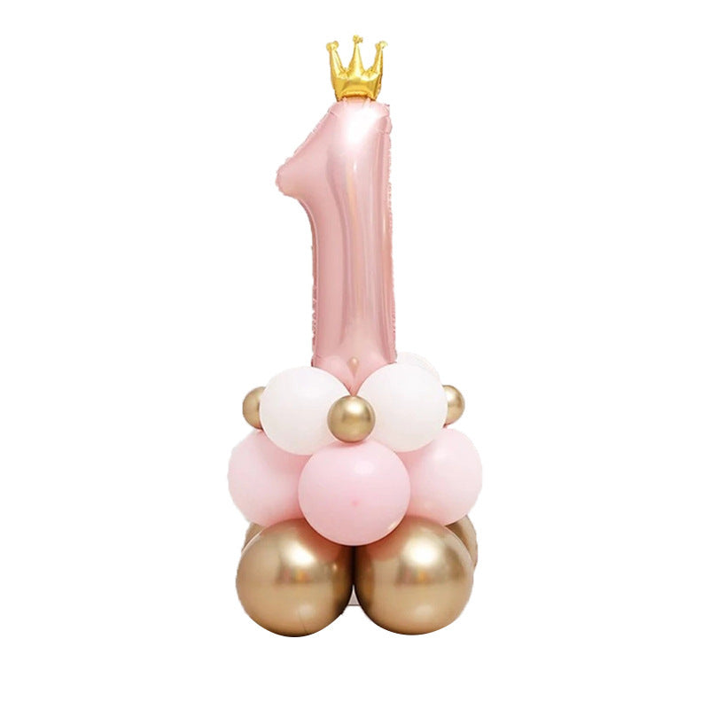 Blue Crown Number 1 Balloon Column Suit 1 Birthday Party Decoration Supplies