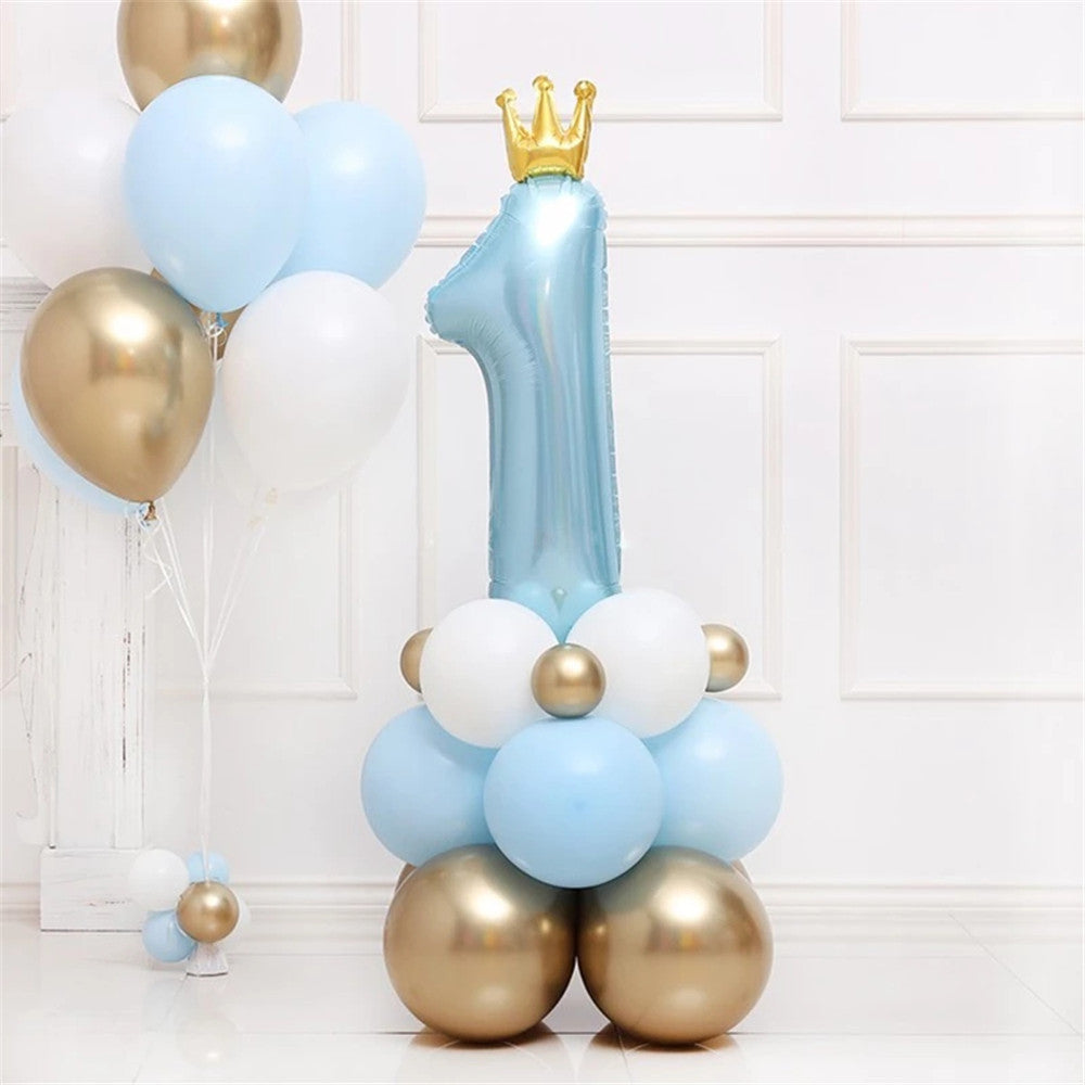Blue Crown Number 1 Balloon Column Suit 1 Birthday Party Decoration Supplies