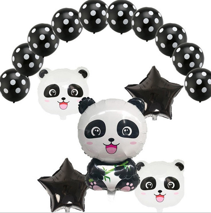 Panda Aluminum Film Balloon Combination Cartoon Panda Birthday Party Balloon Decoration Children's Birthday Balloon Cross Border Hot Sale