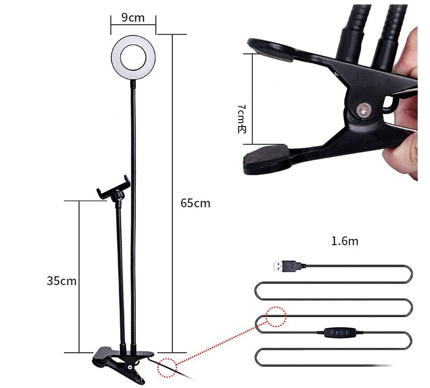 LED Selfie Ring Light for Live Adjustable Makeup Light - 8cm Stand