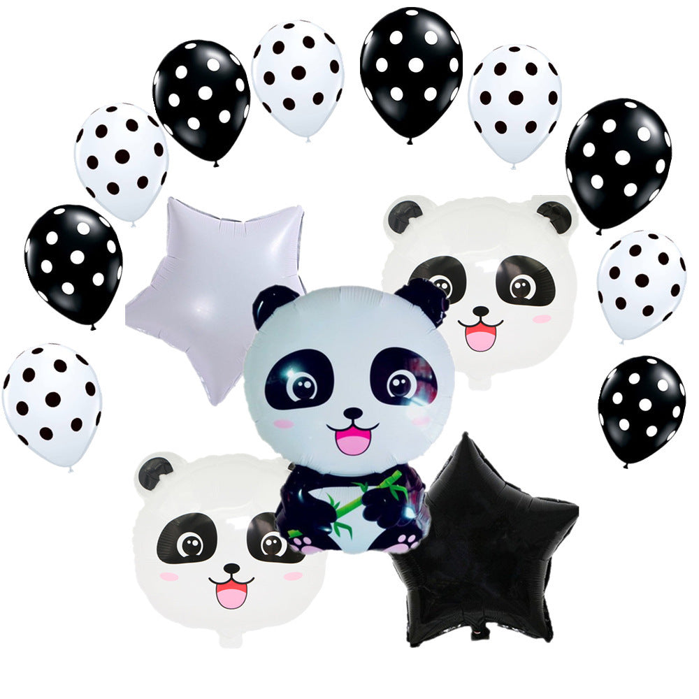 Panda Aluminum Film Balloon Combination Cartoon Panda Birthday Party Balloon Decoration Children's Birthday Balloon Cross Border Hot Sale