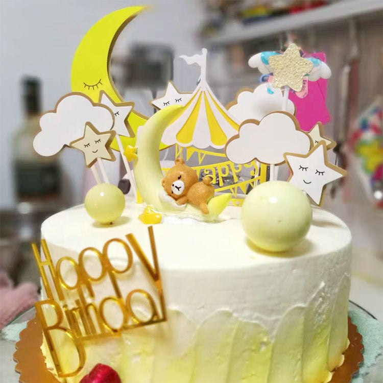 Baking Resin Sleeping Moon Bear Birthday Cake Decoration