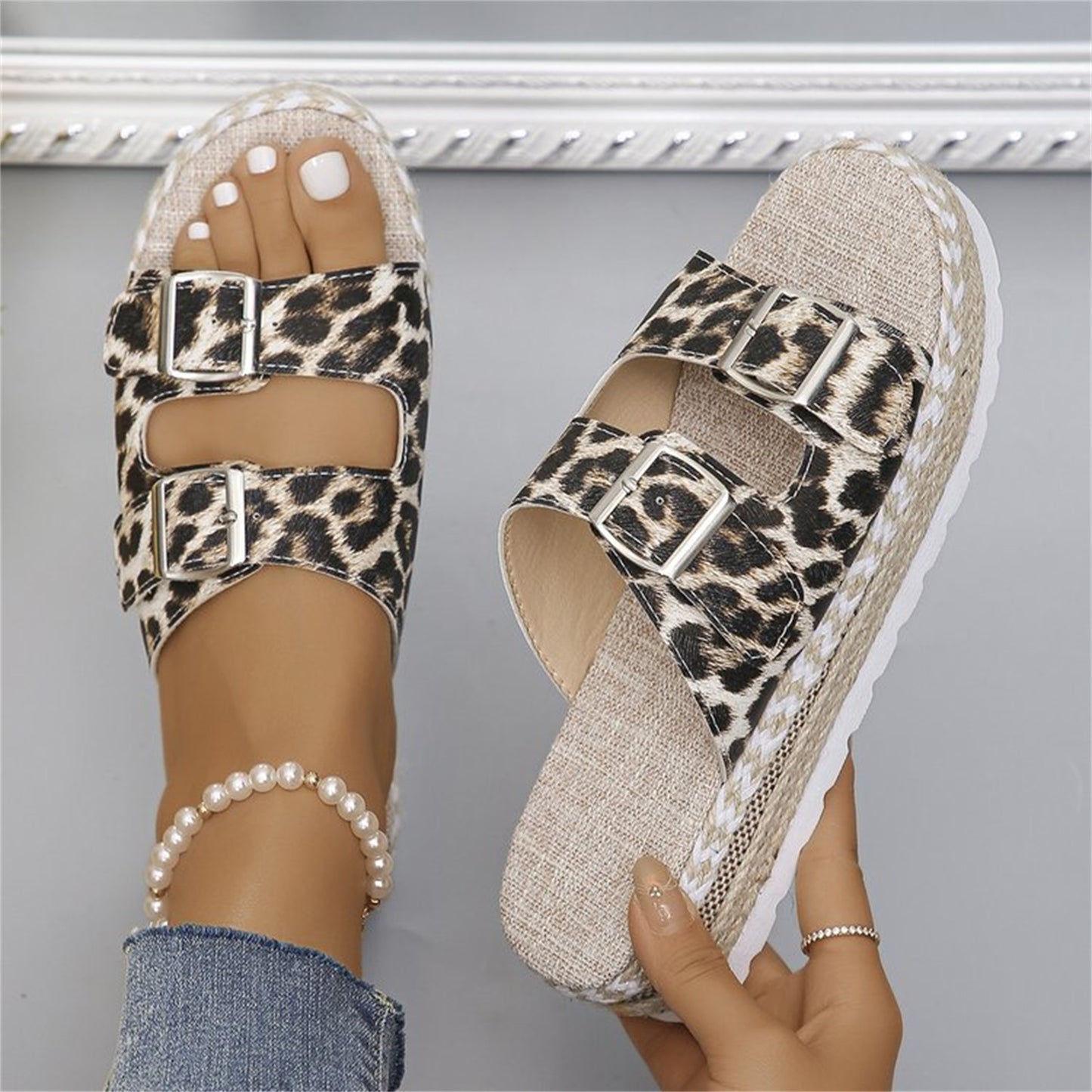 leopard print sandals