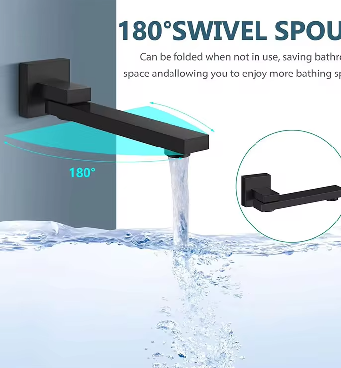 Hot Black bathroom hot and cold shower mixer in wall mounted rain Concealed Square Shower Set Rain Without Slide Bar
