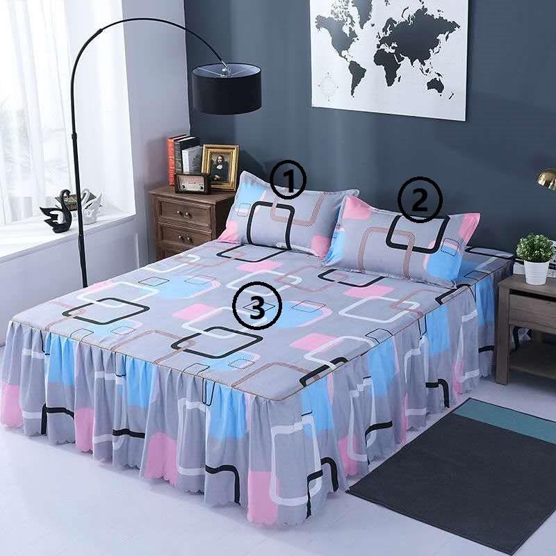 Bed Skirt Pillowcase 3 Woolly Bedsheet Bedding Set Bedspread - US Style Inc.