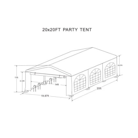 20x20 Feet Party Tent Heavy Duty Marquee Canopy Outdoor Wedding Tent Carport Events Shelter Tent For Parties BBQ With Storgae Carry Bags