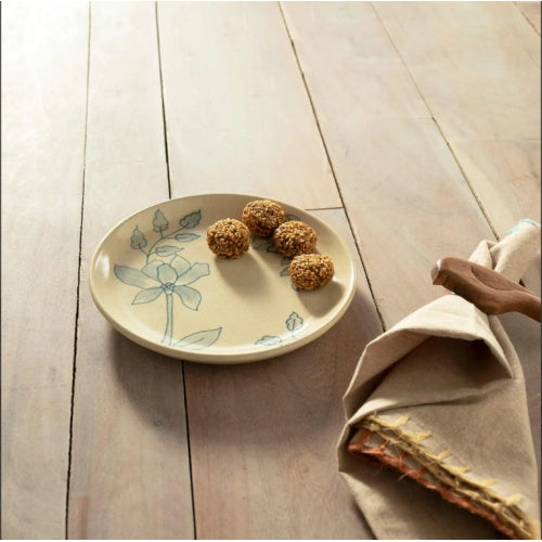 White Circular Ceramic Printed Side Panel