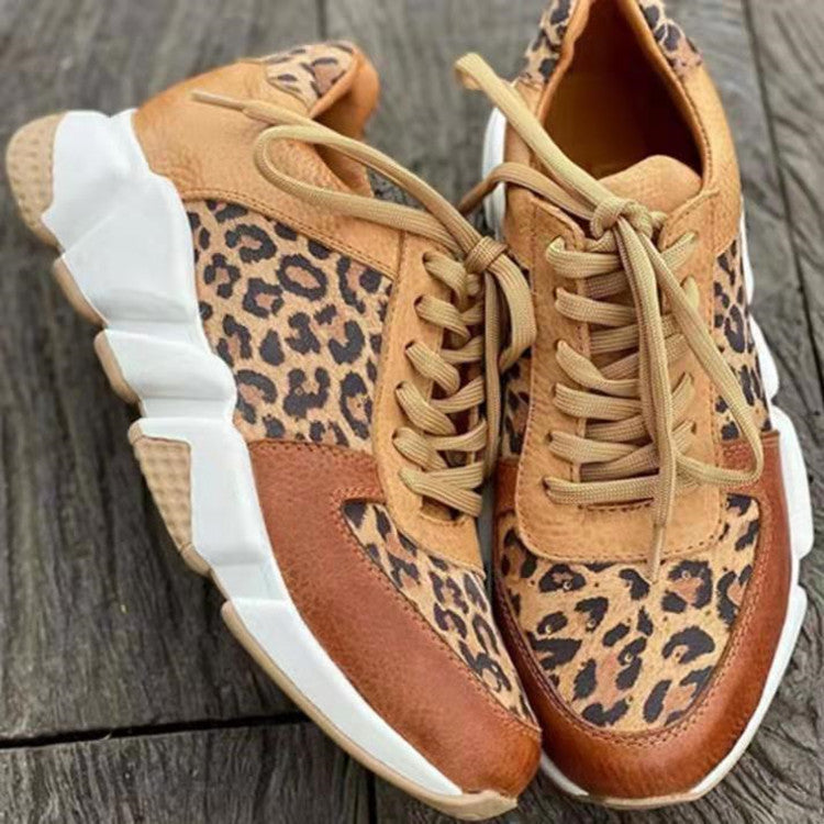 leopard print thick sole sneakers