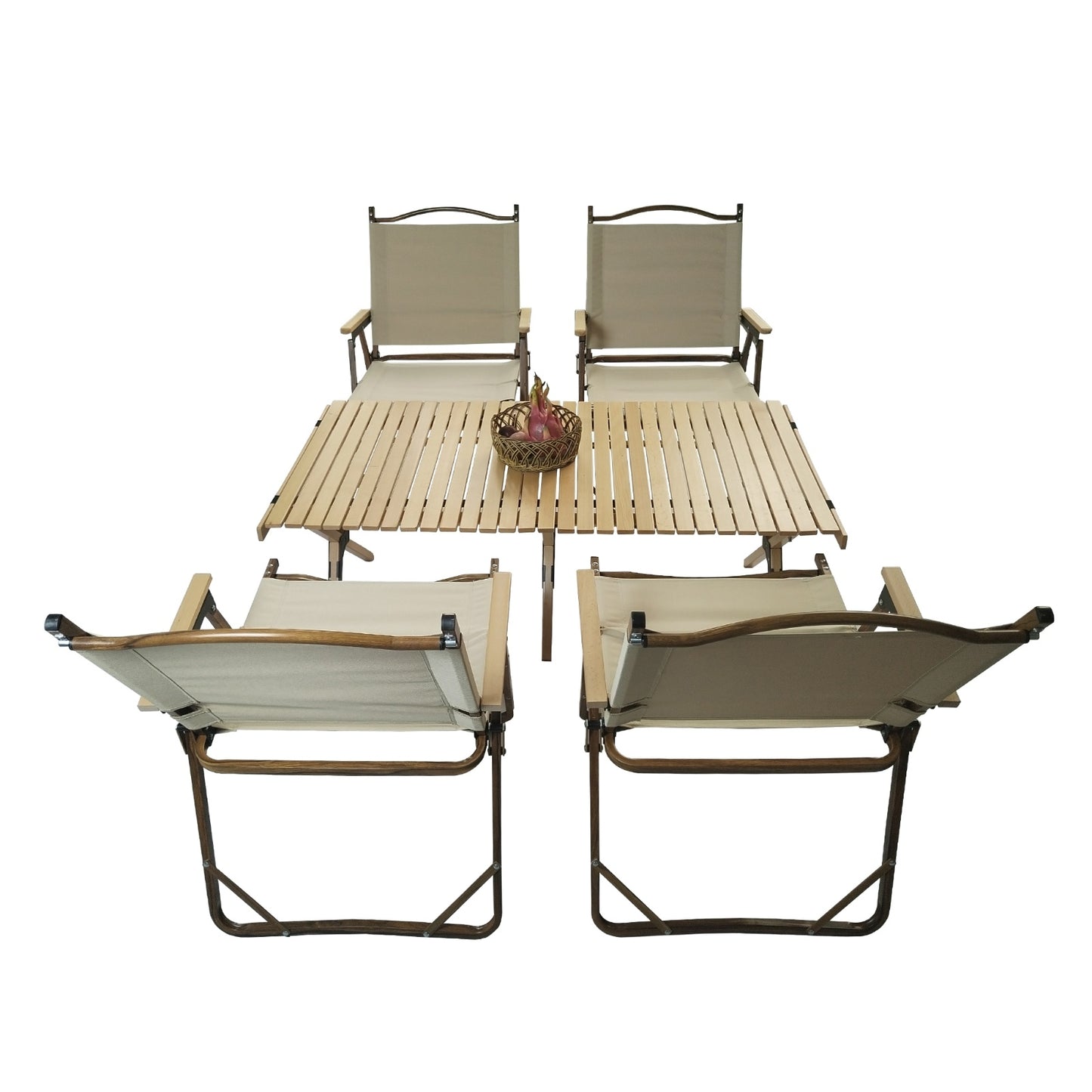 Wooden Multi Function Foldable DiningSet1 Table 4 Chairs Indoor Outdoor Use