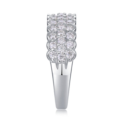Multi-row Diamond Ring Luxury Fashion Set Moissanite Silver Ring