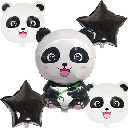 Panda Aluminum Film Balloon Combination Cartoon Panda Birthday Party Balloon Decoration Children's Birthday Balloon Cross Border Hot Sale