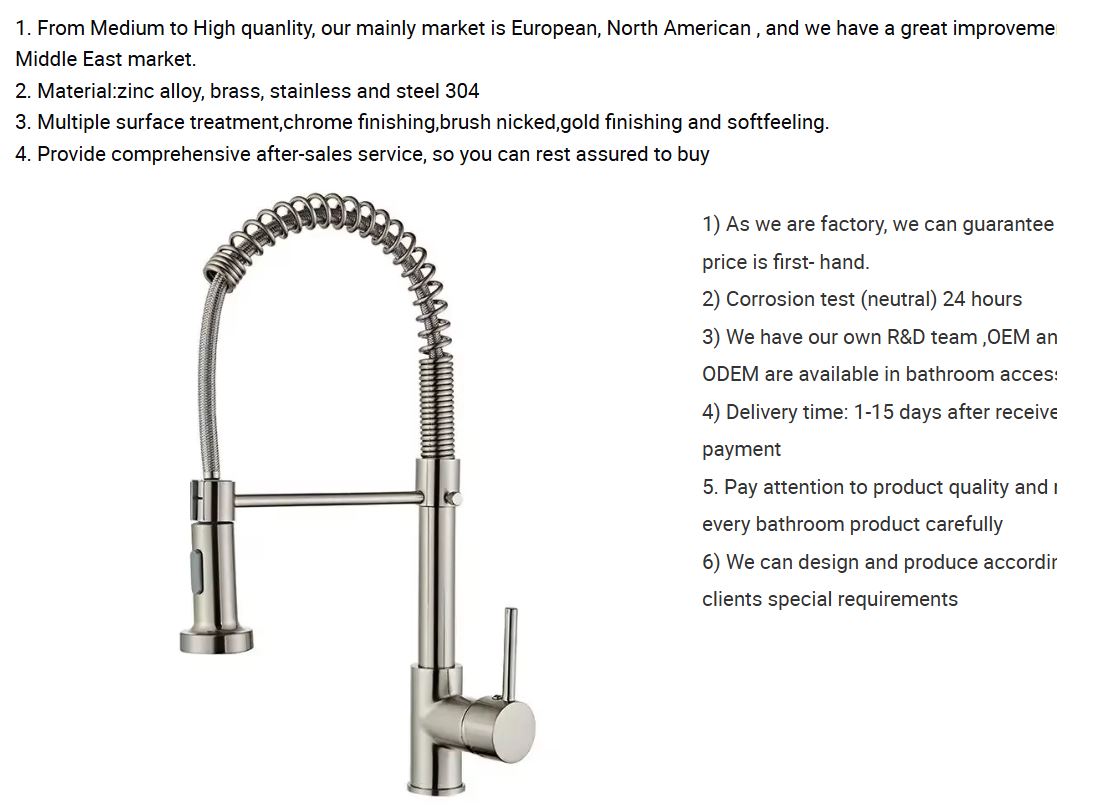 304 Stainless Steel Chrome Plated Spring Faucet Hot Cold and Mixer Tap Pull Out Pull Down Home Sink Brass Kitchen Faucet