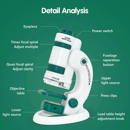 Kid Science Experiment Pocket Microscope Toy Kit 60-120x Educational Mini Handheld Microscope With Light Children Toys Gift