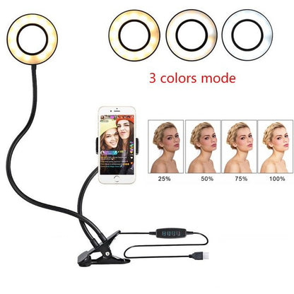 LED Selfie Ring Light for Live Adjustable Makeup Light - 8cm Stand