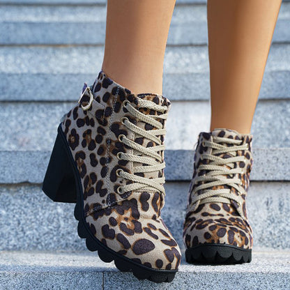 Leopard Print Ankle Boots at US Style Co