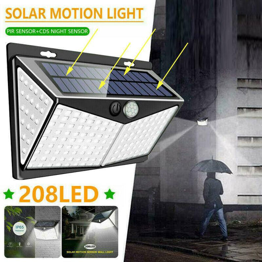 208 LED Solar Power Light Motion Sensor Outdoor Yard Garden Wall Lamp Waterproof - US Style Inc.