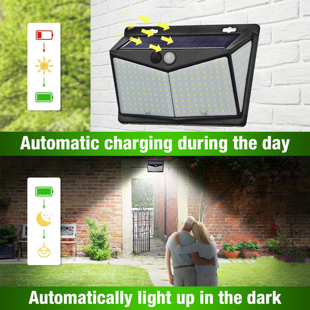 208 LED Solar Power Light Motion Sensor Outdoor Yard Garden Wall Lamp Waterproof - US Style Inc.