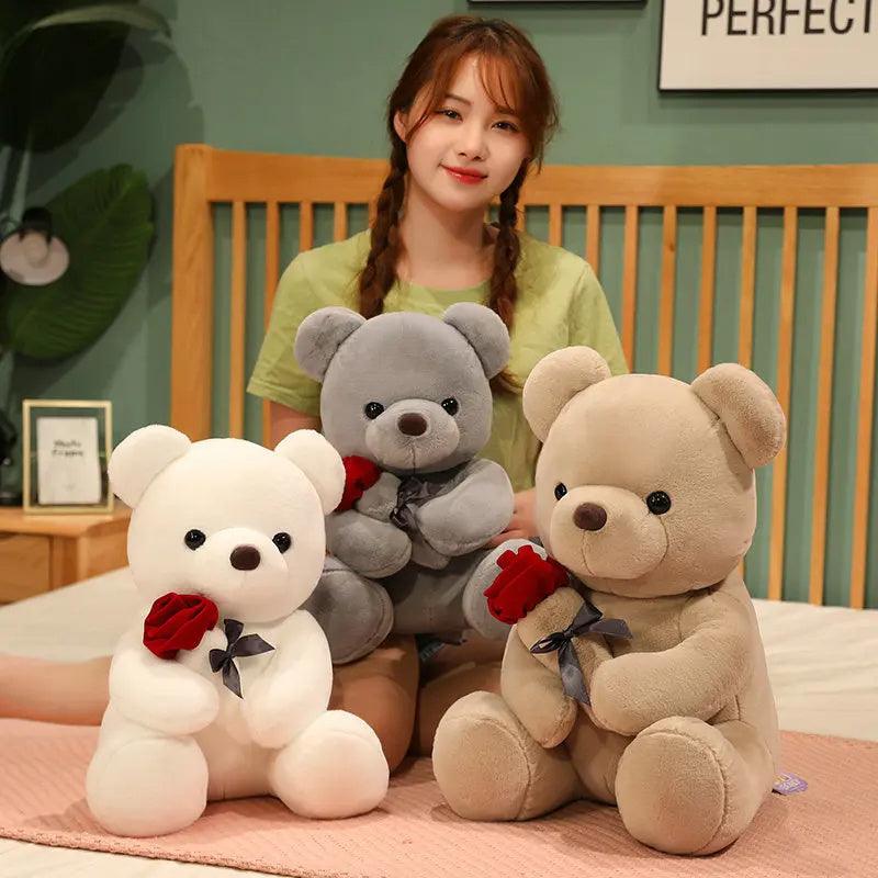 23-45cm New Lovely Hug Roses Teddy Bear Plush Pillow Stuffed Soft Animal Dolls Nice Birthday Gift Girlfriend Valentine's Day - US Style Inc.