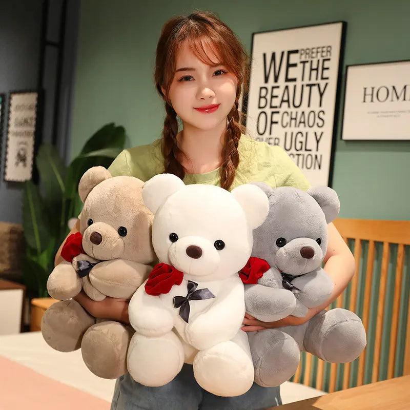 23-45cm New Lovely Hug Roses Teddy Bear Plush Pillow Stuffed Soft Animal Dolls Nice Birthday Gift Girlfriend Valentine's Day - US Style Inc.