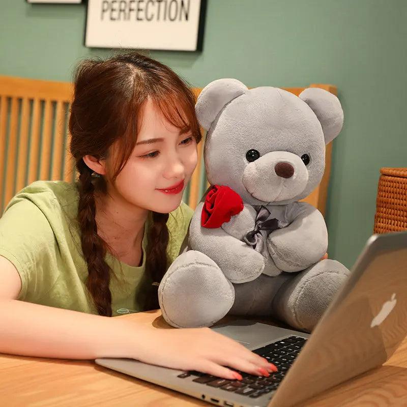 23-45cm New Lovely Hug Roses Teddy Bear Plush Pillow Stuffed Soft Animal Dolls Nice Birthday Gift Girlfriend Valentine's Day - US Style Inc.