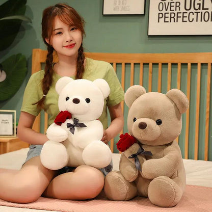 23-45cm New Lovely Hug Roses Teddy Bear Plush Pillow Stuffed Soft Animal Dolls Nice Birthday Gift Girlfriend Valentine's Day - US Style Inc.