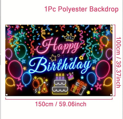 Black Gold Birthday Background Flag Decoration