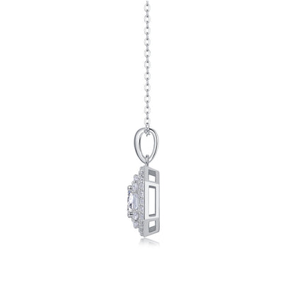 Small Square Bag Luxury Fashion Diamond Pendant Necklace Set With Mosan Diamond Silver Ornaments