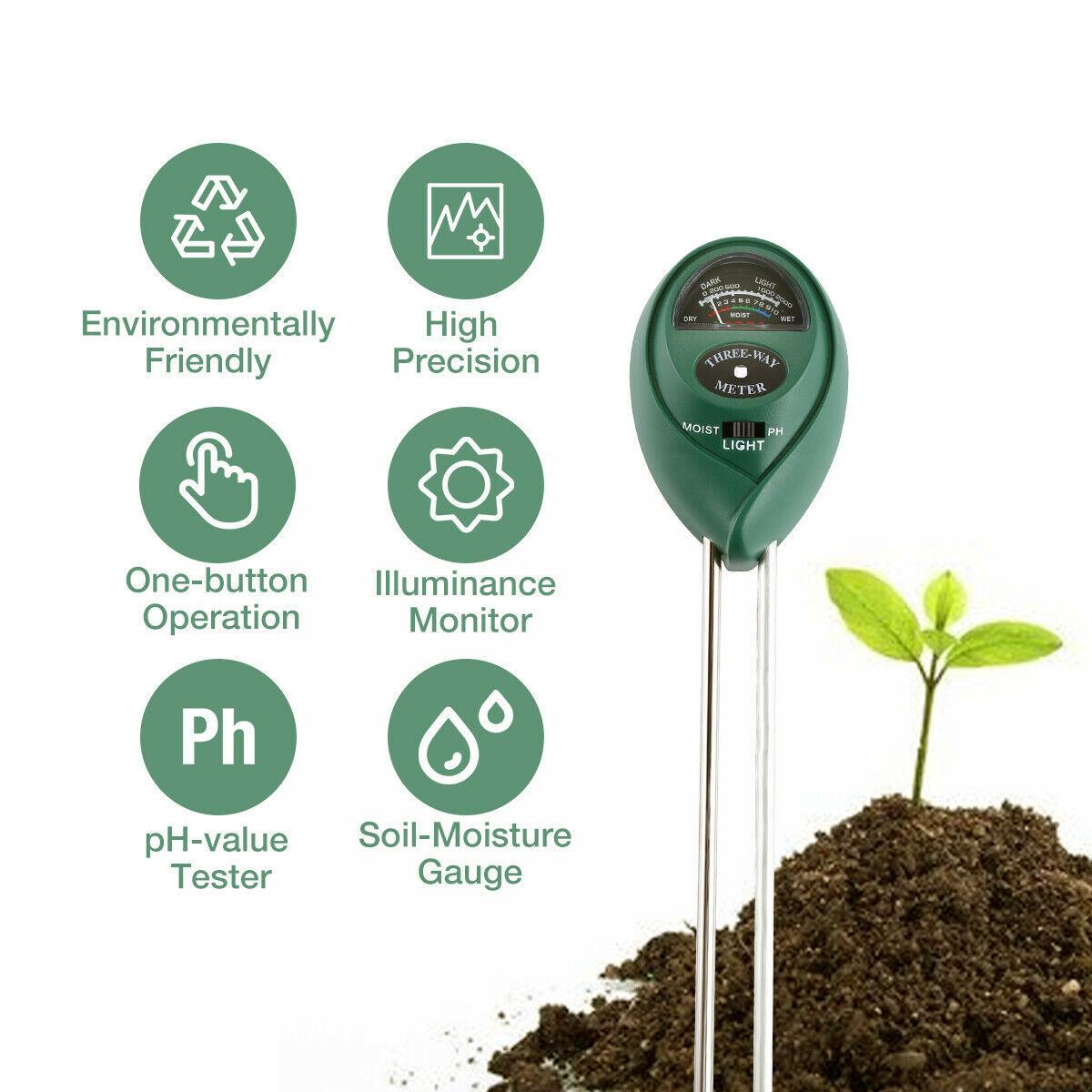 3 In1 Soil Tester Water PH Moisture Light Test Meter Kit For Garden Plant Flower - US Style Inc.