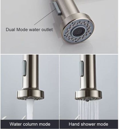 304 Stainless Steel Chrome Plated Spring Faucet Hot Cold and Mixer Tap Pull Out Pull Down Home Sink Brass Kitchen Faucet