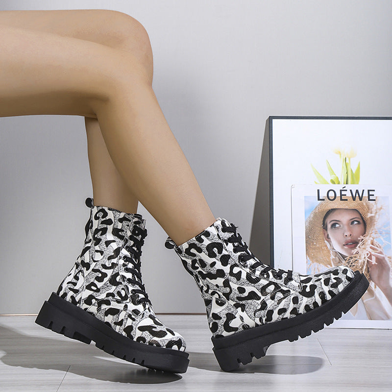 woman leopard print martin boots