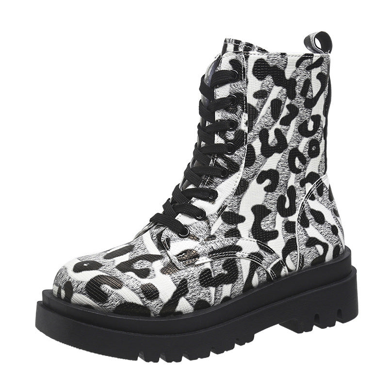 Women's Leopard Print Martin Boots