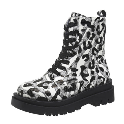 Women's Leopard Print Martin Boots