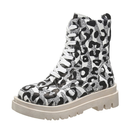 Women's Leopard Print Martin Boots