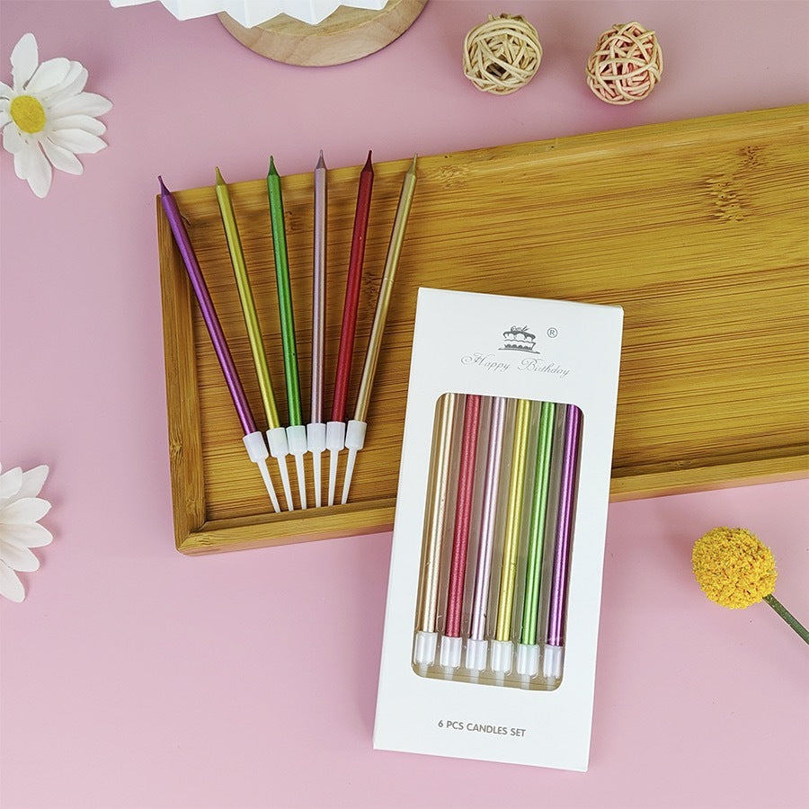 Electroplating Pencil Candle Straight Rod Birthday Gold Champagne Gold Color Wedding Party Decoration
