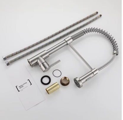 304 Stainless Steel Chrome Plated Spring Faucet Hot Cold and Mixer Tap Pull Out Pull Down Home Sink Brass Kitchen Faucet