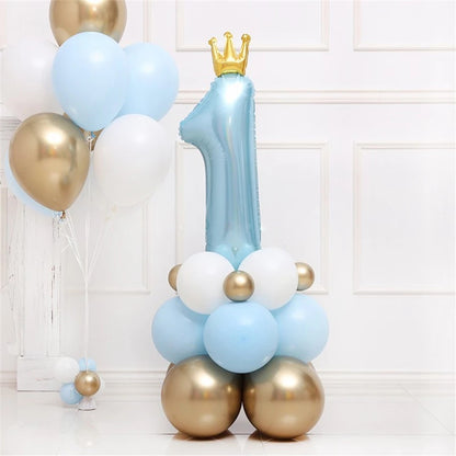 Blue Crown Number 1 Balloon Column Suit 1 Birthday Party Decoration Supplies
