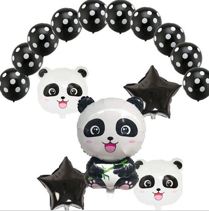 Panda Aluminum Film Balloon Combination Cartoon Panda Birthday Party Balloon Decoration Children's Birthday Balloon Cross Border Hot Sale