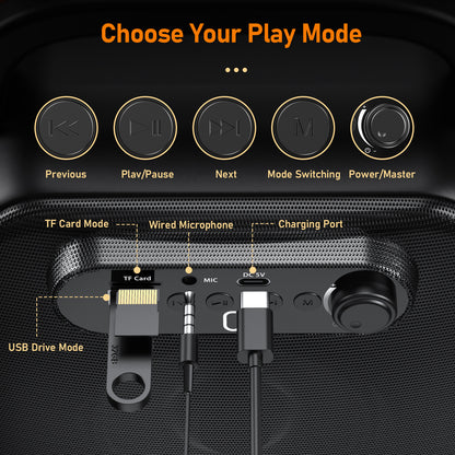 JYX D50 Karaoke Machine For Adult&Bluetooth Speaker With Microphone