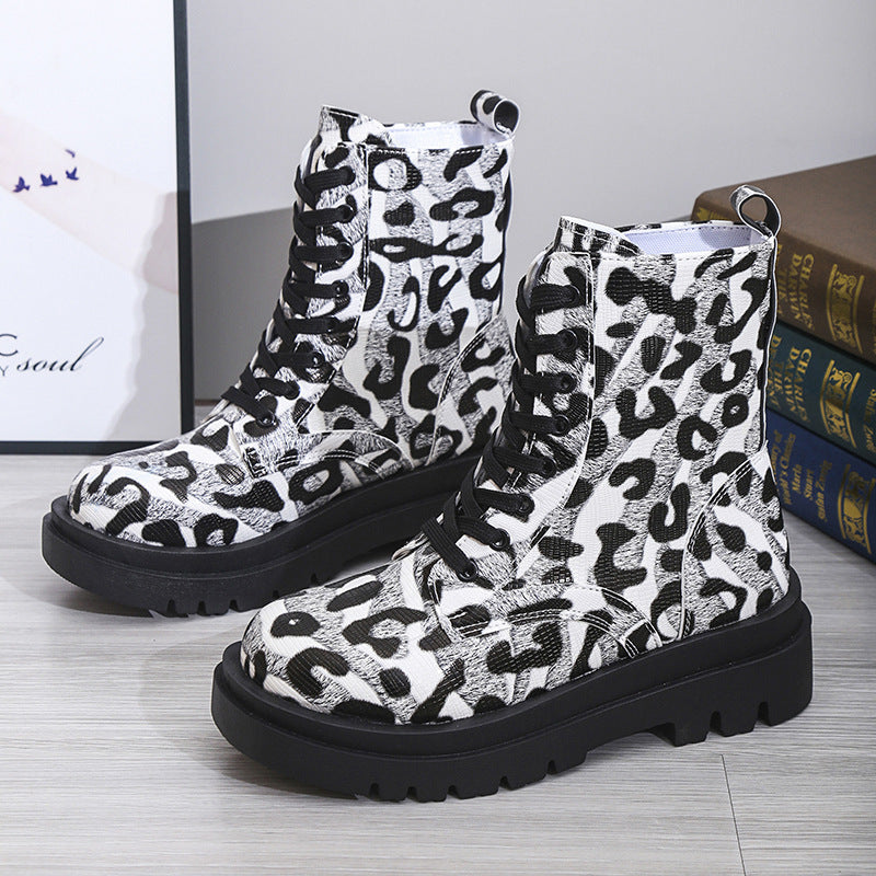 Women's Leopard Print Martin Boots