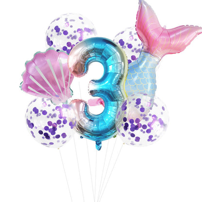 Fishtail Digital Balloon Party Birthday Decoration Mermaid Balloon Package 32-inch