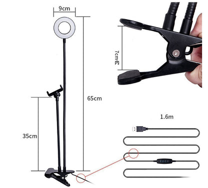 LED Selfie Ring Light for Live Adjustable Makeup Light - 8cm Stand