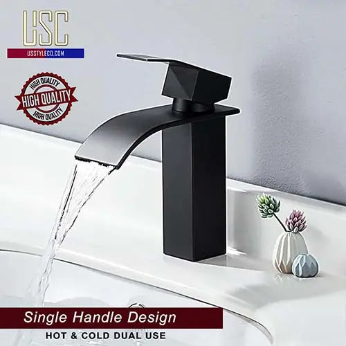 USC Matte Black Bathroom Faucet - Eco-Friendly & Easy Install