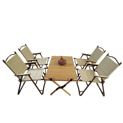 Wooden Multi Function Foldable DiningSet1 Table  4 Chairs  Indoor Outdoor Use