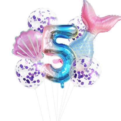 Fishtail Digital Balloon Party Birthday Decoration Mermaid Balloon Package 32-inch
