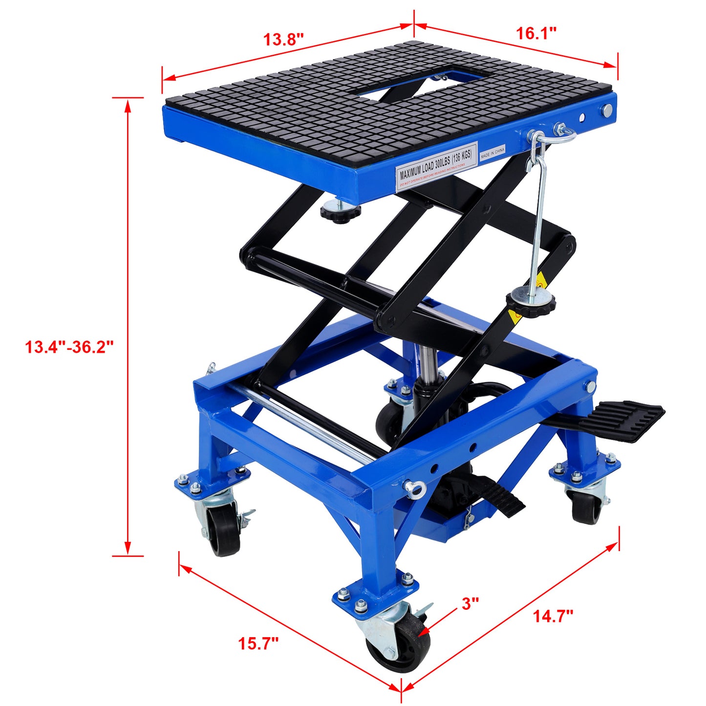 Metal Jack Lifting Foot Pedal Wheels