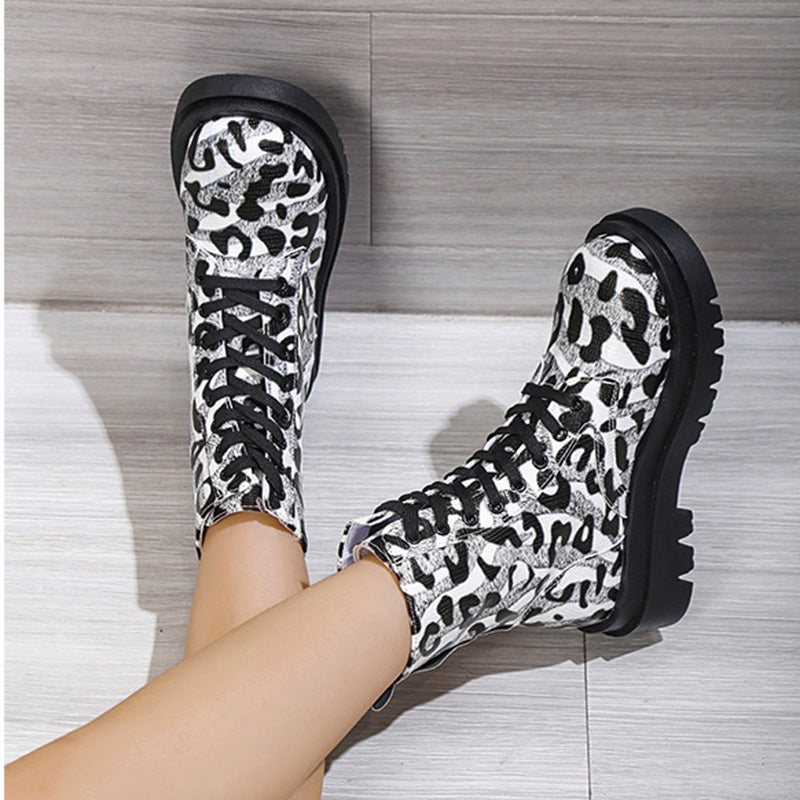 Women's Leopard Print Martin Boots