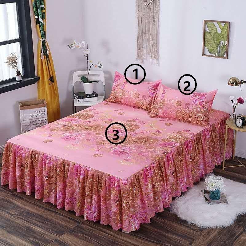 Bed Skirt Pillowcase 3 Woolly Bedsheet Bedding Set Bedspread - US Style Inc.